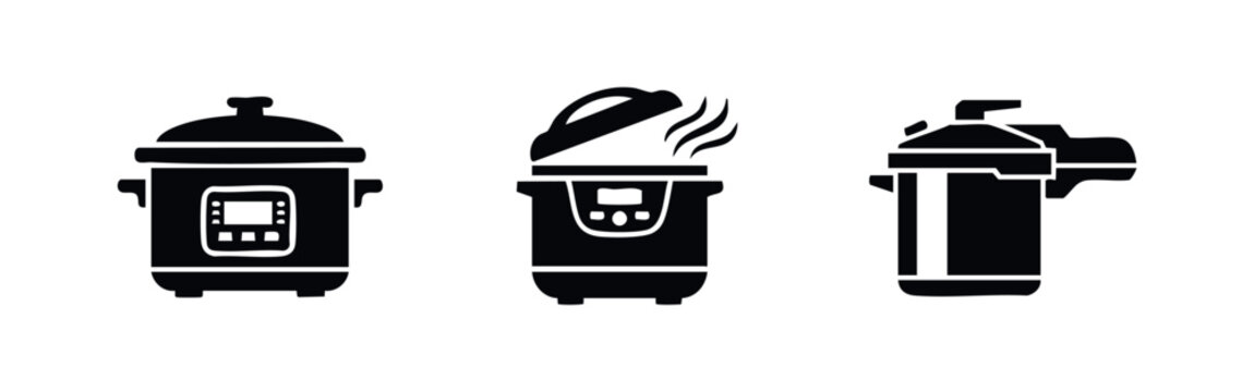Multi Cooker and Pressure Cooker Icons for Modern Kitchens