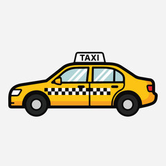 Fototapeta premium Yellow taxi car with checkered pattern