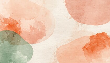 Fototapeta premium Abstract Organic Shape Composition in Blush Pink, Sage Green, and Light Apricot Watercolor