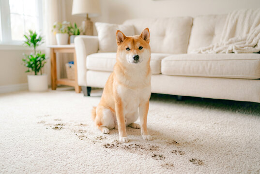 部屋を汚した柴犬とカーペットの掃除問題