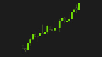 Fototapeta premium Bullish candlestick trading chart on dark background