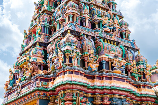 Colourful roof of Sri Badhrakali Hindu in Trincomalee, Sri Lanka