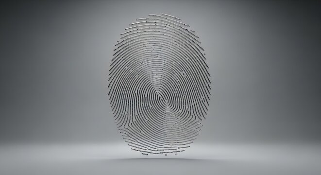 Abstract Chrome Fingerprint Pattern Representing Digital Security and Unique Identity