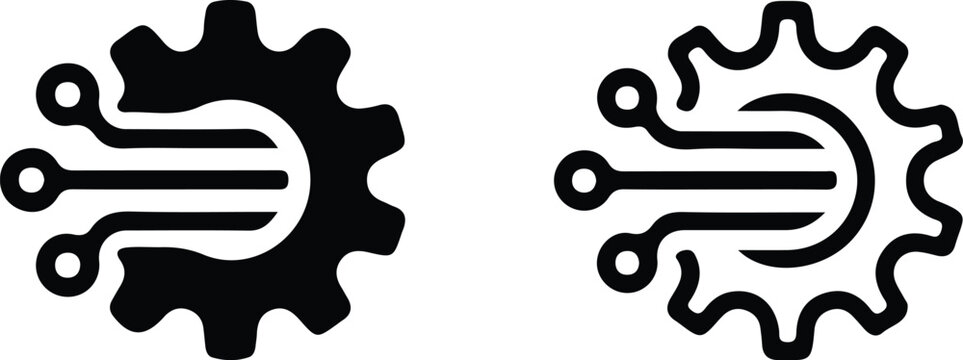 artificial intelligence gear two icon set vector logo design illustration