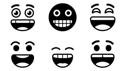 Obraz premium Laughing and smiling face icons set with laughing expression character illustration isolated hilarious