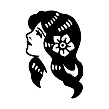 vintage 920s inspired female head profile graphic design