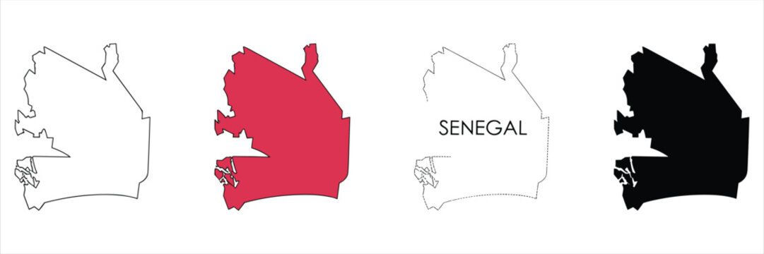 Four variations of the senegal country map outline