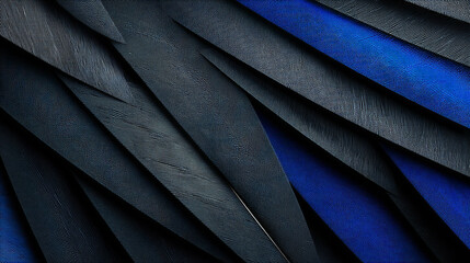 Fototapeta premium Elegant dark abstract layered fabric texture with blue highlights and modern luxury composition, premium digital background ideal for corporate branding and sophisticated design projects.