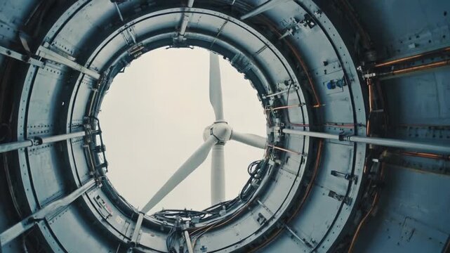Inside view of a wind turbine.