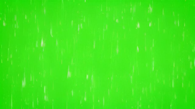 Ultra-realistic cinematic 4K video footage captures rain falling on green screen