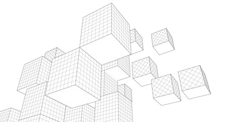 Fototapeta premium abstract architecture cubes modules 3d illustration