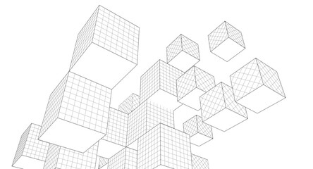 Fototapeta premium abstract architecture cubes modules 3d illustration