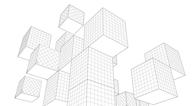 abstract architecture cubes modules 3d illustration