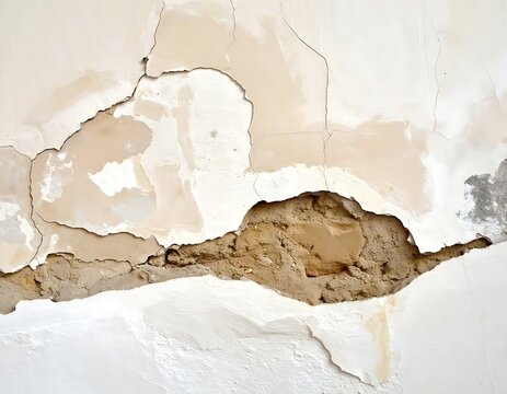 Damaged wall with peeling paint surface.