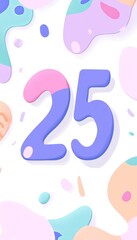 Fototapeta premium Whimsical Birthday Party Icon Featuring Cheerful Number 25 on Festive Pastel Background Design