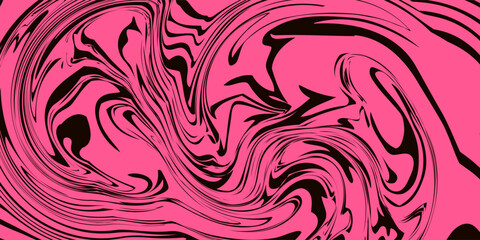Fototapeta premium Abstract liquid marble background with vibrant pink and black swirls. Modern wavy texture for fashion, posters, and digital art.