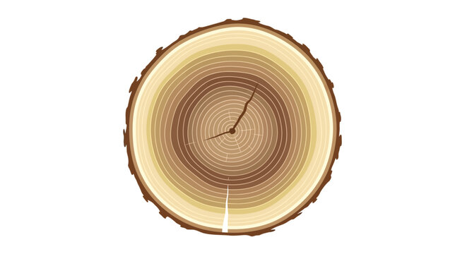 Tree Ring Cross Section - Wood Grain Texture on White Background