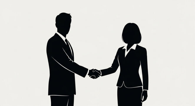 Business handshake silhouette of two professionals agreeing to a deal.