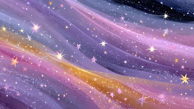 Celestial Whispers: Starry Waves in Purple and Gold Hues