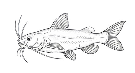 Channel Catfish Illustration - Aquatic Life Drawing © Yumna