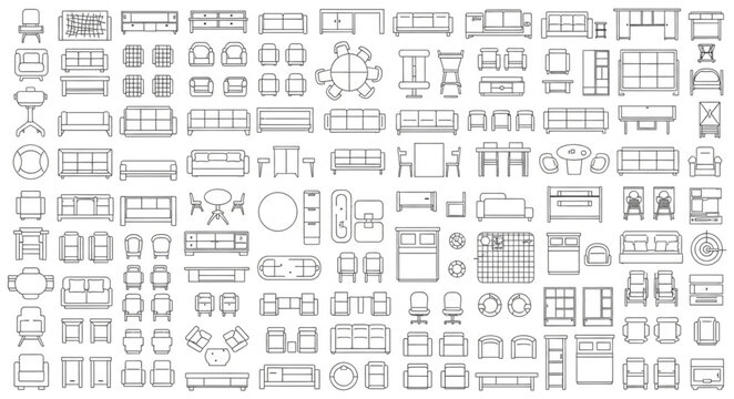 Collection of Architectural Floor Plan Symbols and Icons.