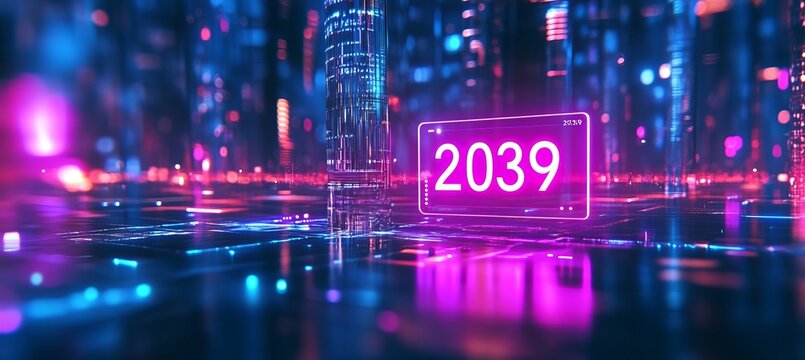 Futuristic Concept Background Featuring Digital Data Stream and Glowing Binary Code Light Trails