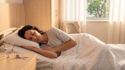 Obraz premium Peaceful Morning Sleep in a Cozy Bedroom.