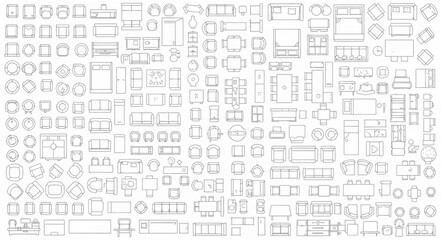 Fototapeta premium Collection of various geometric shapes and symbols in black and white.