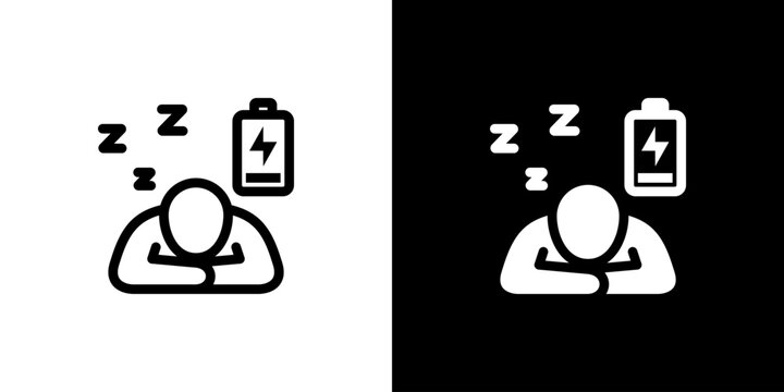 Fatigue Sleepy Fatigue icon concept with flat Black White Background. Vector illustration.