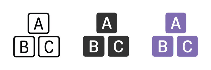 ABC Alphabet Blocks Icon Design Representing Childhood Learning Education and Literacy Development for Preschool and Kindergarten Vector © welcome saiful