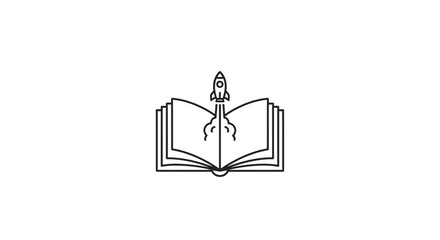 Rocket ship emerging from book. © Laga