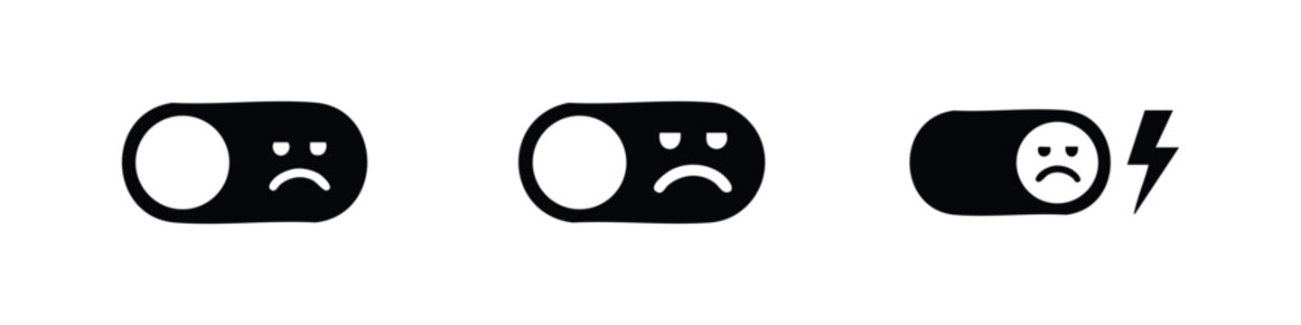 User Interface Mood Toggle Icons with Grumpy and Sad Faces