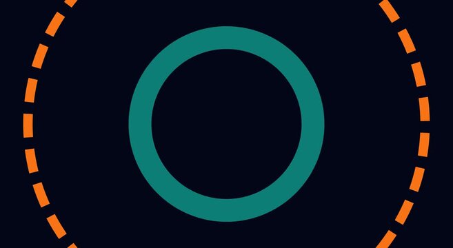 Loading circle animation with rotating dashed rings and teal center animation