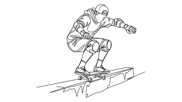 skateboarder performing a trick on rail.
