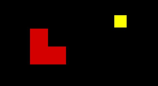 Minimalist abstract geometric motion with red l-shape and yellow square animation