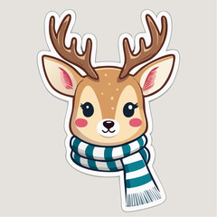 Obraz premium Cute Cartoon Deer with Scarf