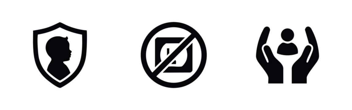 Child Protection, Digital Detox, and Personal Care Icons