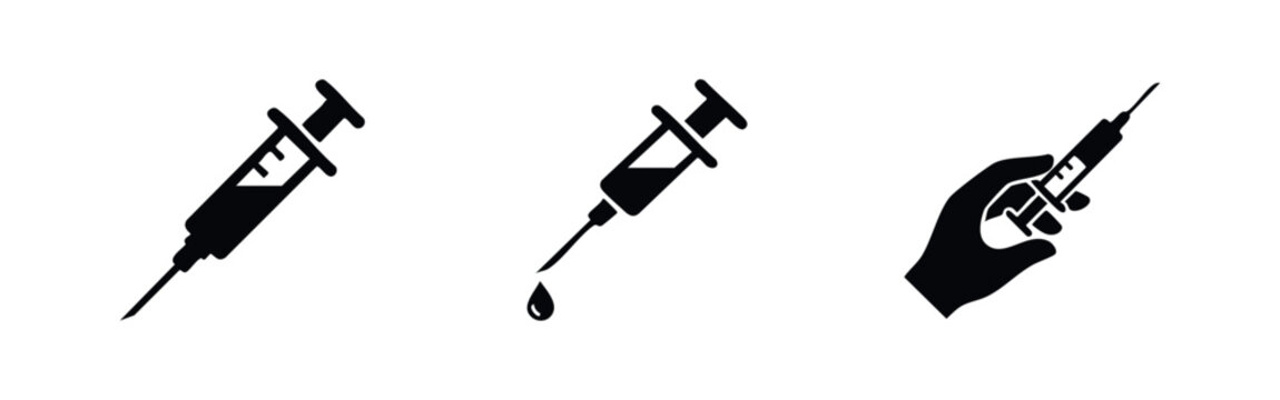 Syringe Icons: Medical Injections, Vaccination, and Drug Delivery