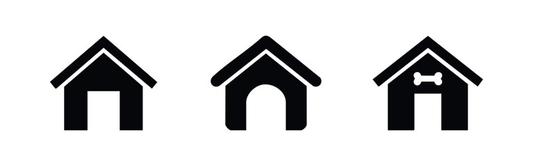 Naklejka premium Dog House and Kennel Pet Shelter Icon Set