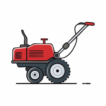 Red Tiller Machine Illustration