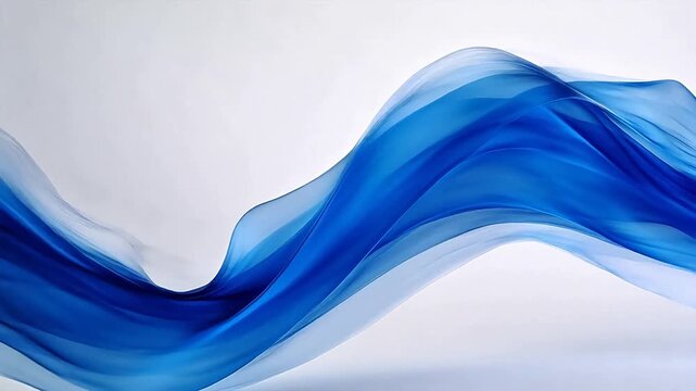 Abstract blue ribbons curving and interweaving on white background