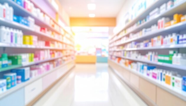 Shopping experience in a bright pharmacy aisle an abstract viewpoint for visual appeal