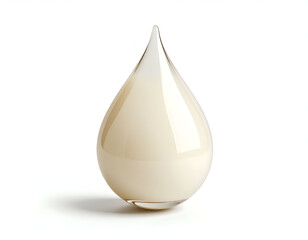Fototapeta premium Pristine minimalist 3D digital rendering capturing a perfectly smooth glossy white milk or cream droplet.