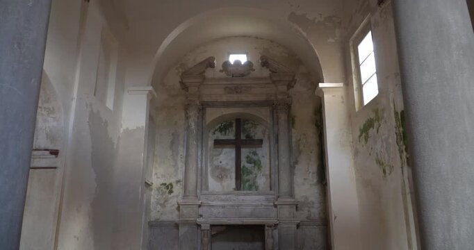 The interior of the Cappella San Francesco, a historic chapel in the Fortezza Vecchia in Livorno, Italy