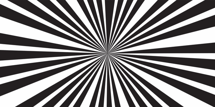Black and white hypnotic spiral wave rays background. Psychedelic sunburst retro design.