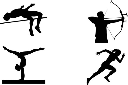 Modern athlete silhouettes designed for Adobe Illustrator and Photoshop users