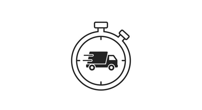 Truck Inside a Stopwatch Icon.