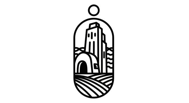 Minimalist cityscape design in capsule shape
