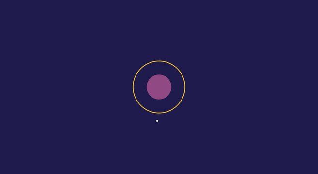 Minimalist abstract loading animation with rotating orbiting circle animation