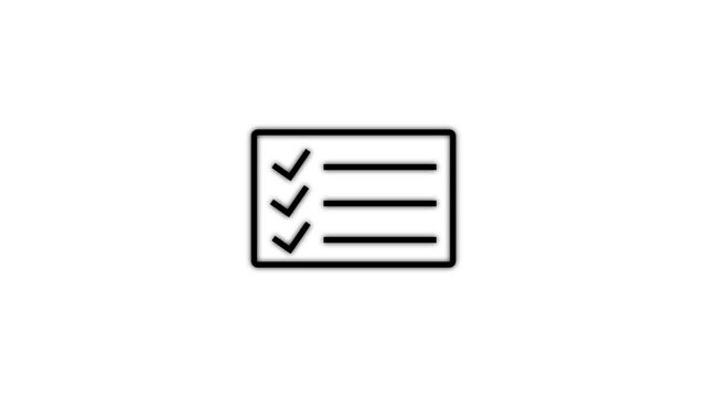 A simple black and white line drawing depicts a checklist with three checkmarks indicating completed tasks.